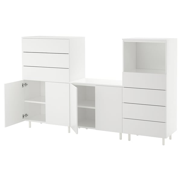 PLATSA storage combination, white/Fonnes white, 220x42x133 cm