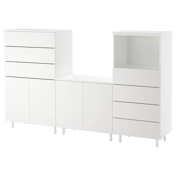 PLATSA - Storage combination, white/Fonnes white, 220x42x133 cm
