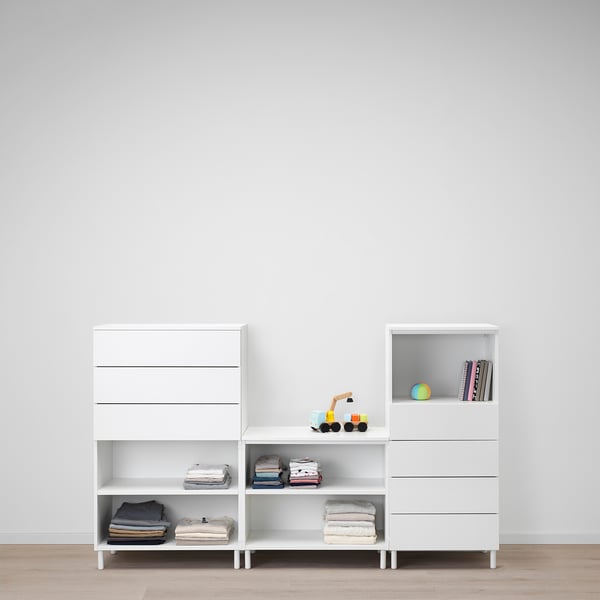 PLATSA storage combination, white/Fonnes white, 220x42x133 cm