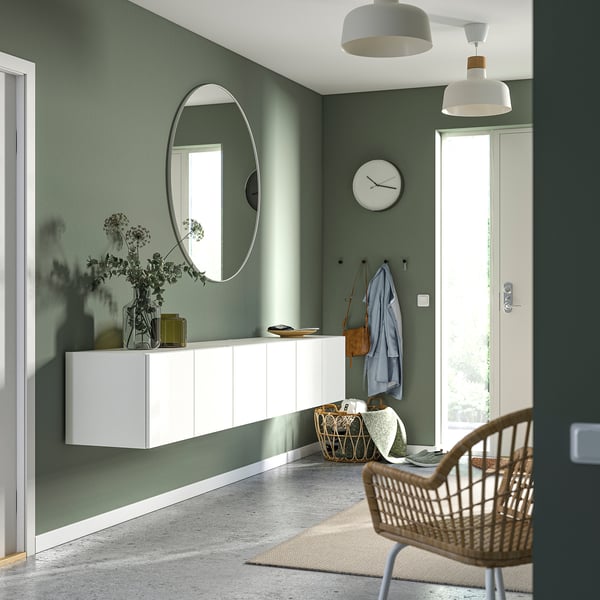 PLATSA - PLATSA Wall storage, white/Fonnes white, 240x42x40 cm