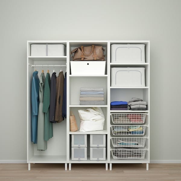 Ikea PLATSA - Wardrobe w 2 sliding doors+1 door, white Larkollen/dark grey STRAUMEN mirror glass, 180x57x191 cm