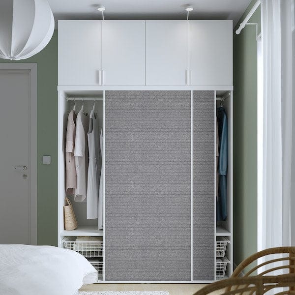 Ikea PLATSA - Wardrobe w 2 sliding doors+4 doors, white Larkollen/dark grey FONNES white, 160x57x241 cm