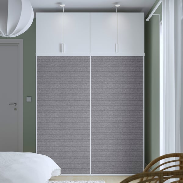 PLATSA - PLATSA Wardrobe w 2 sliding doors+4 doors, white Larkollen/dark grey FONNES white, 160x57x241 cm