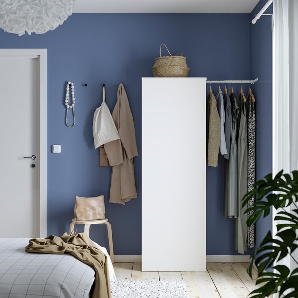 PLATSA wardrobe with 1 door, white/Fonnes white, 90-107x42x181 cm
