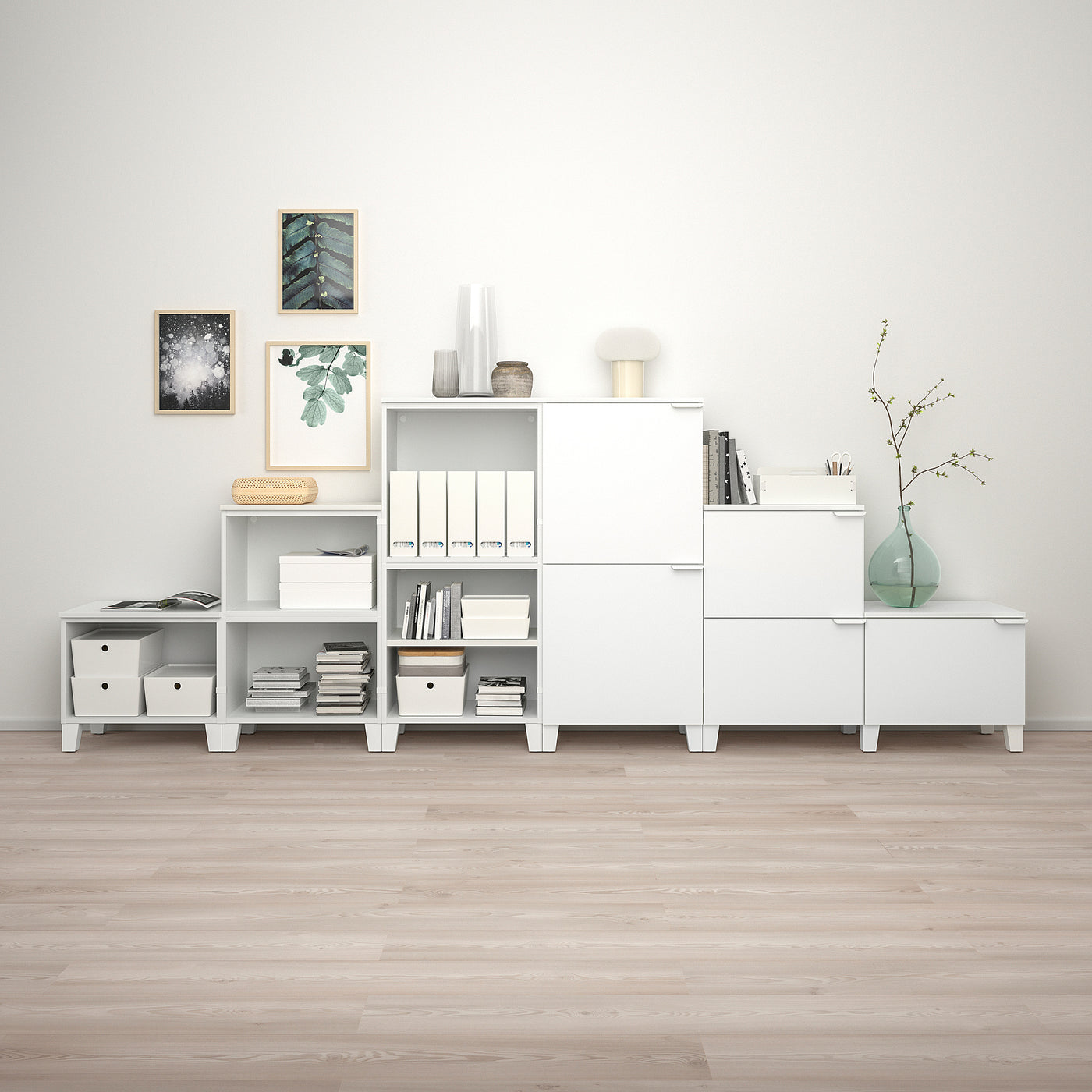 PLATSA wardrobe w 10 doors, white/Fonnes white, 360x42x133 cm