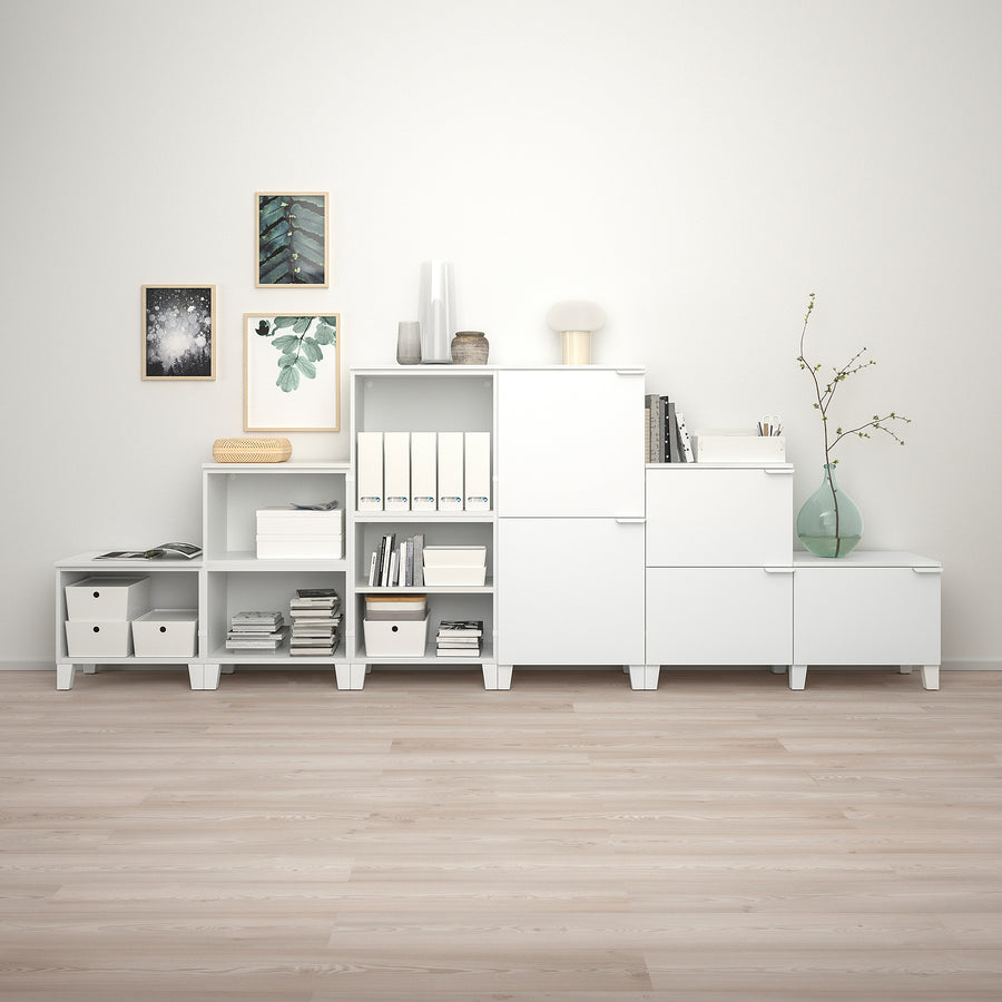 PLATSA wardrobe w 10 doors, white/Fonnes white, 360x42x133 cm