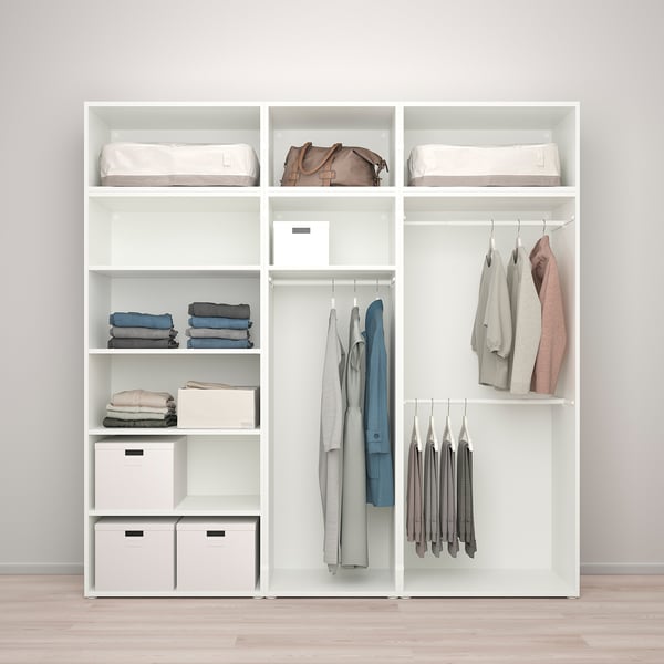 PLATSA - Wardrobe w 10 doors, white/Skatval dark grey, 220x57x221 cm