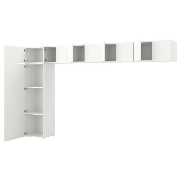 PLATSA - Wardrobe w 10 doors, Fonnes white, 380x42x221 cm