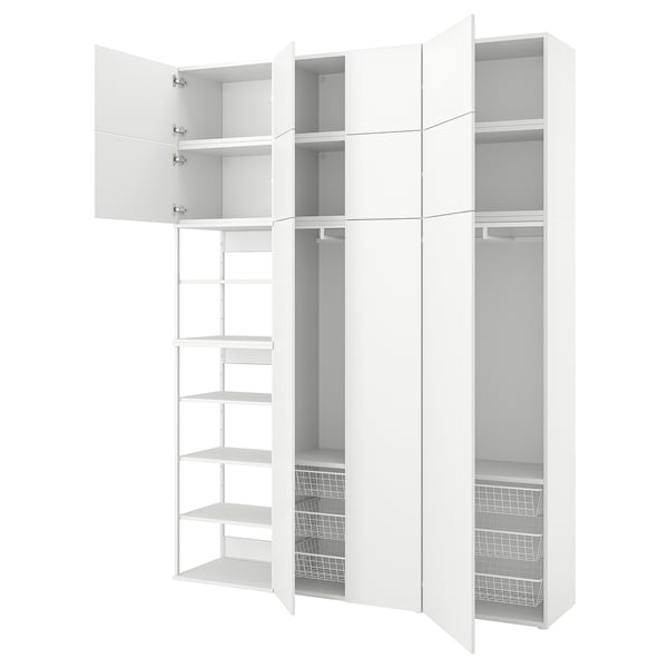 PLATSA wardrobe with 11 doors, white/FONNES white, 200x42x261 cm