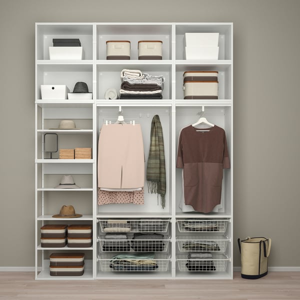 PLATSA wardrobe with 11 doors, white/FONNES white, 200x42x261 cm