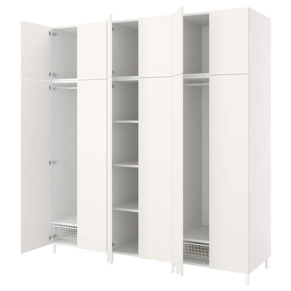 PLATSA wardrobe with 12 doors, white/Fonnes white, 240x57x251 cm