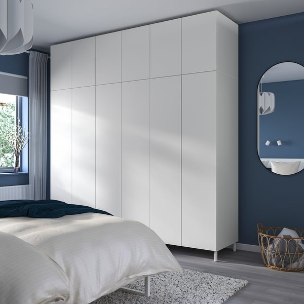 PLATSA wardrobe with 12 doors, white/Fonnes white, 240x57x251 cm