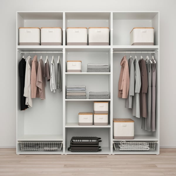 PLATSA wardrobe with 12 doors, white/Fonnes white, 240x57x251 cm