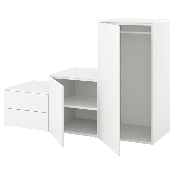 PLATSA - PLATSA Wardrobe with 2 doors+2 drawers, white/Fonnes white, 180x57x123 cm