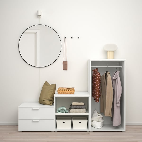 PLATSA wardrobe with 2 doors+2 drawers, white/Fonnes white, 180x57x123 cm