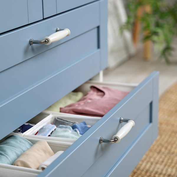 PLATSA wardrobe with 2 doors+2 drawers, white/Sannidal blue, 80x42x173 cm