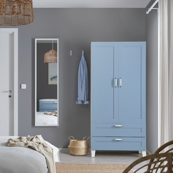 Ikea PLATSA - Wardrobe with 2 doors+2 drawers, white/Sannidal blue, 80x42x173 cm