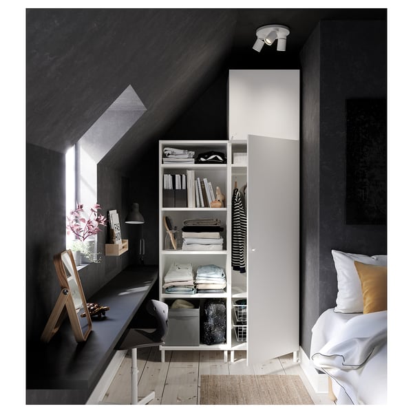 PLATSA - Wardrobe with 2 doors, white/Fonnes white, 120x57x251 cm