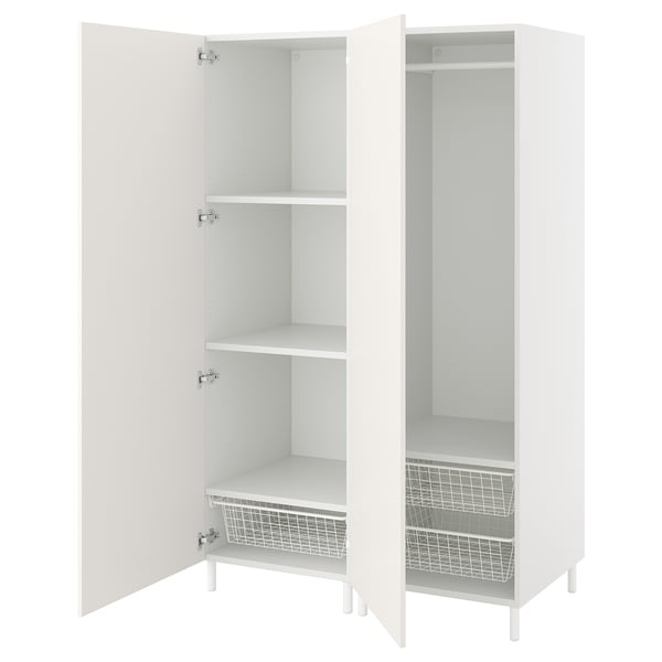 PLATSA wardrobe with 2 doors, white/Fonnes white, 120x57x191 cm