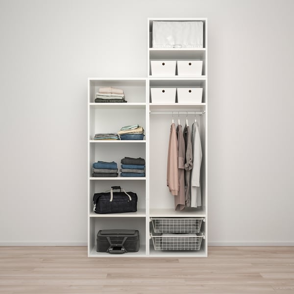 PLATSA wardrobe with 2 doors, white/Fonnes white, 120x57x251 cm