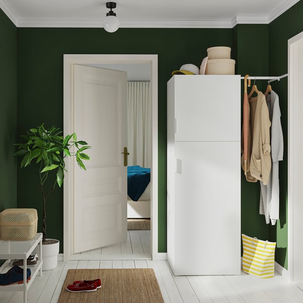 PLATSA wardrobe with 2 doors, white/Fonnes white, 90-107x57x181 cm