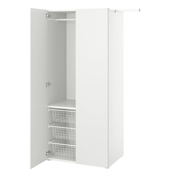 PLATSA - Wardrobe with 2 doors, white/Fonnes white, 110-127x57x181 cm