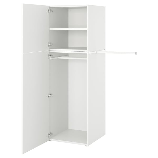 PLATSA wardrobe with 2 doors, white/Fonnes white, 90-107x57x181 cm