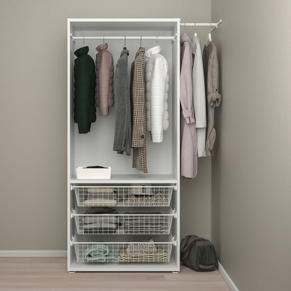 PLATSA - Wardrobe with 2 doors, white/Fonnes white, 110-127x57x181 cm