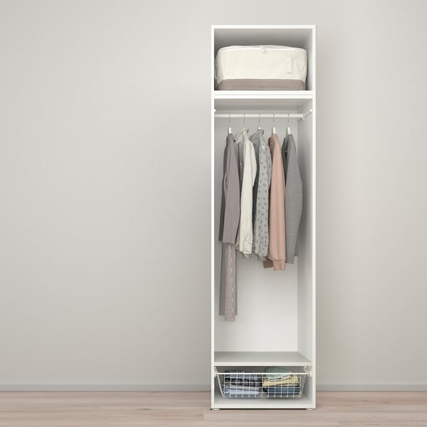 PLATSA - PLATSA Wardrobe with 2 doors, white/Kalbåden lively pine effect, 60x57x221 cm