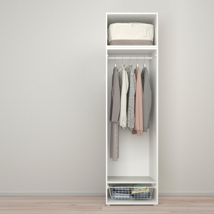 PLATSA wardrobe with 2 doors, white/Kalbåden lively pine effect, 60x57x221 cm