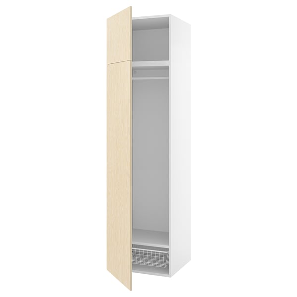 PLATSA wardrobe with 2 doors, white/Kalbåden lively pine effect, 60x57x221 cm
