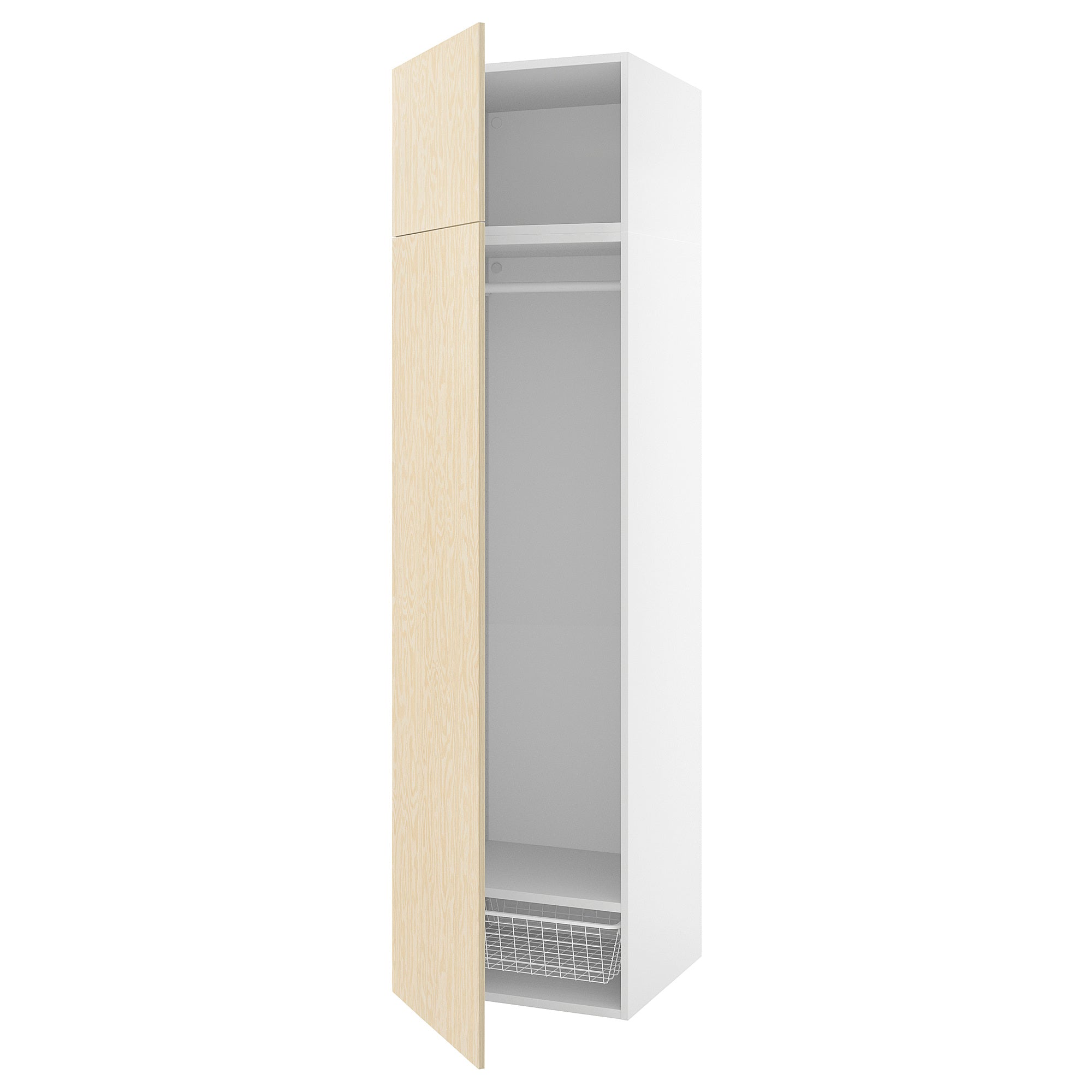 PLATSA wardrobe with 2 doors, white/Kalbåden lively pine effect, 60x57x221 cm