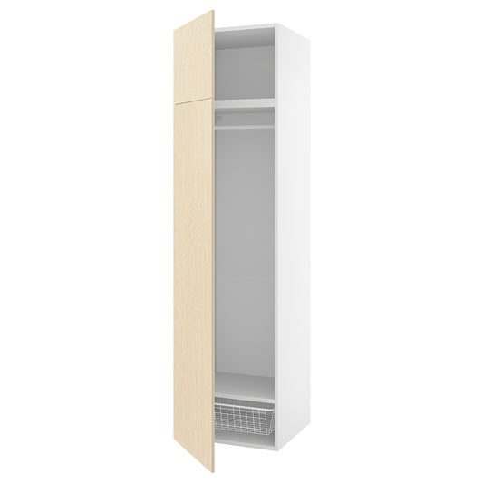PLATSA wardrobe with 2 doors, white/Kalbåden lively pine effect, 60x57x221 cm