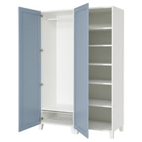 PLATSA wardrobe with 2 doors, white/Sannidal blue, 120x57x191 cm