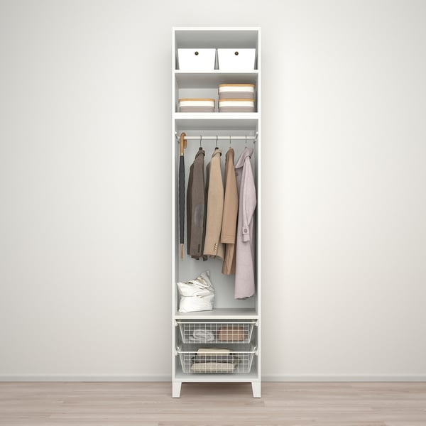 PLATSA - Wardrobe with 2 doors, white STRAUMEN mirror glass /FONNES white, 60x57x251 cm