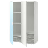 PLATSA wardrobe with 2 doors, white STRAUMEN mirror glass/FONNES white, 120x57x181 cm