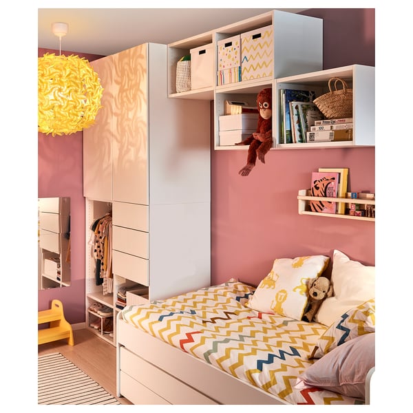 PLATSA wardrobe with 2 doors+3 drawers, white/FONNES white, 300x57x241 cm
