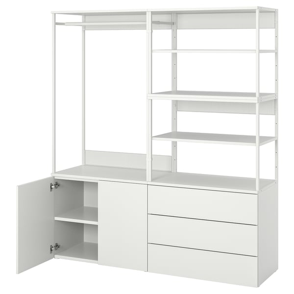 PLATSA wardrobe with 2 doors+3 drawers, white/Fonnes white, 160x42x181 cm