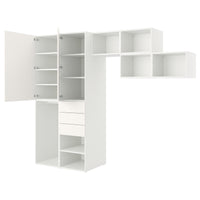 PLATSA wardrobe with 2 doors+3 drawers, white/FONNES white, 300x57x241 cm