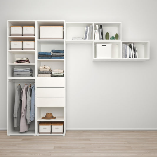 PLATSA wardrobe with 2 doors+3 drawers, white/FONNES white, 300x57x241 cm