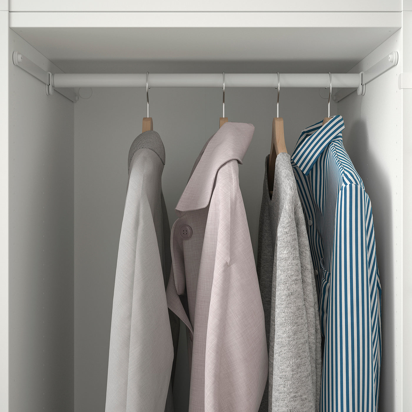 PLATSA wardrobe with 2 doors+3 drawers, white/FONNES white, 300x57x241 cm