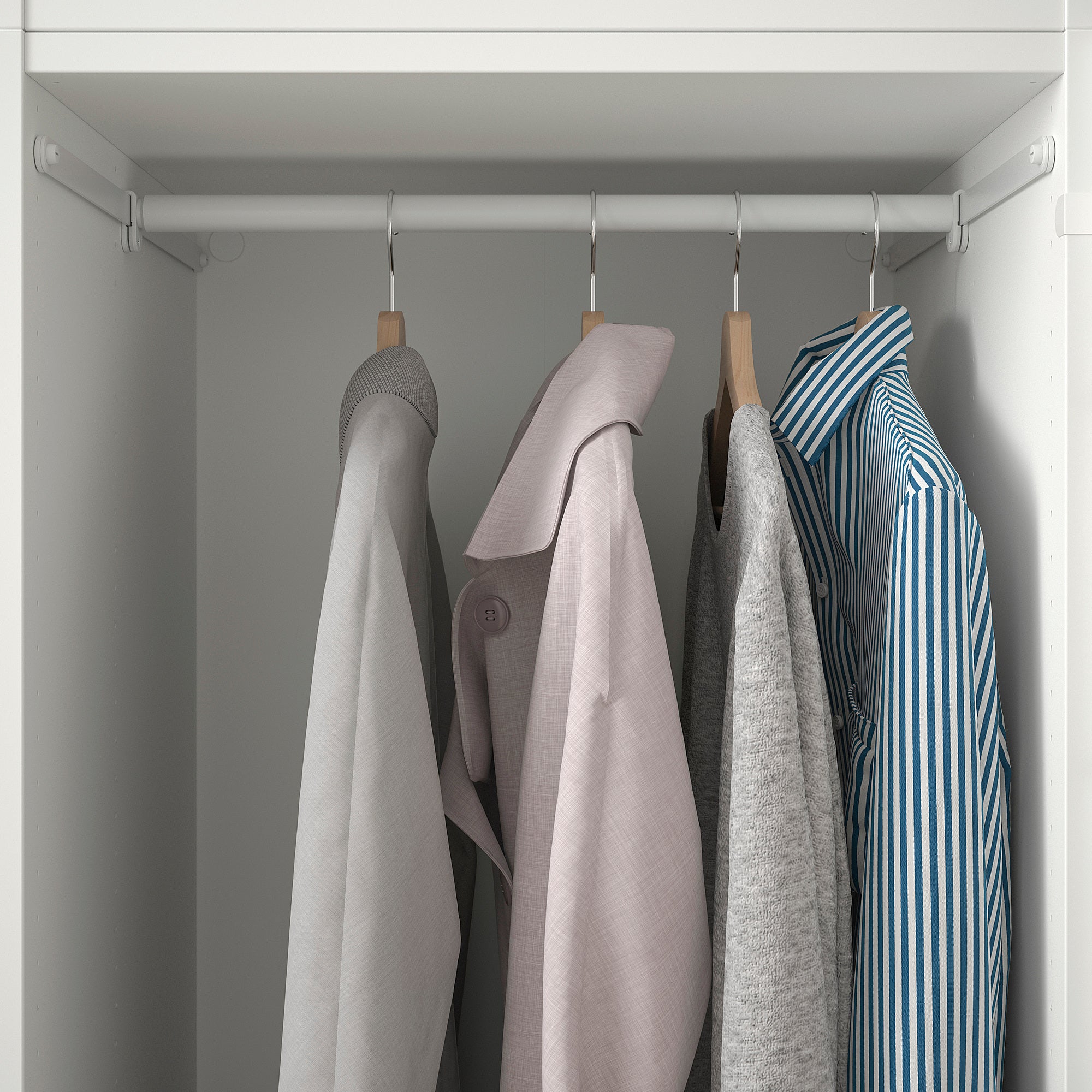 PLATSA wardrobe with 2 doors+3 drawers, white/FONNES white, 300x57x241 cm