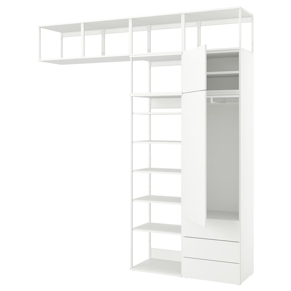 PLATSA wardrobe with 2 doors+3 drawers, white/Fonnes white, 240x42x261 cm