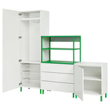 PLATSA wardrobe with 2 doors+3 drawers, white Fonnes/green, 200x42x191 cm