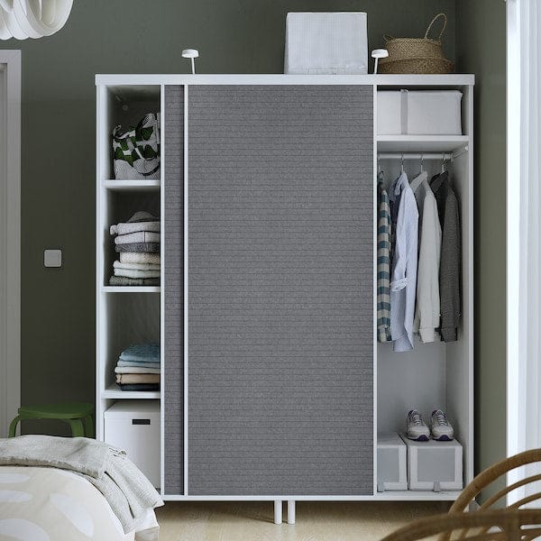 Ikea PLATSA - Wardrobe with 2 sliding doors, white Larkollen/dark grey, 160x57x191 cm