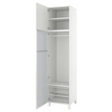 PLATSA wardrobe with 2 doors, white STRAUMEN mirror glass/FONNES white, 60x57x251 cm