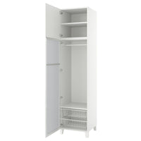 PLATSA wardrobe with 2 doors, white STRAUMEN mirror glass/FONNES white, 60x57x251 cm