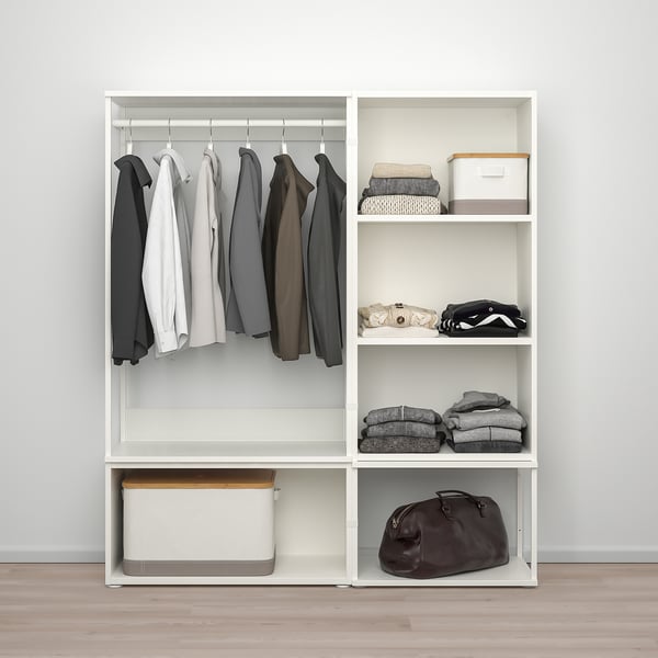 PLATSA - PLATSA Wardrobe with 3 doors, white/Fonnes white, 140x42x161 cm