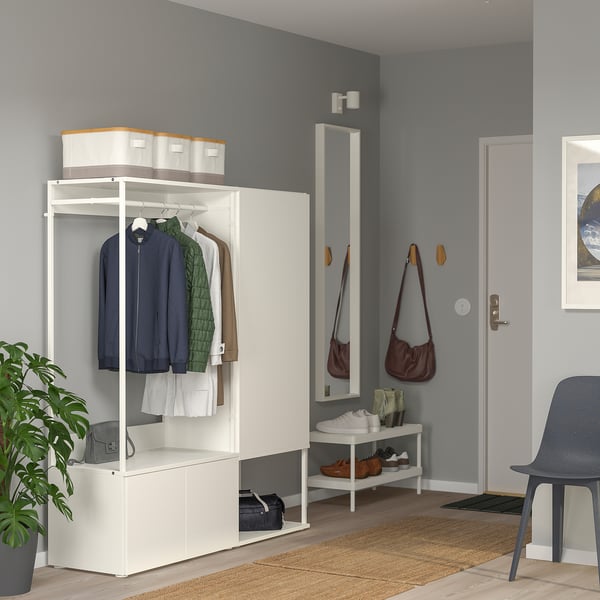 PLATSA - PLATSA Wardrobe with 3 doors, white/Fonnes white, 140x42x161 cm