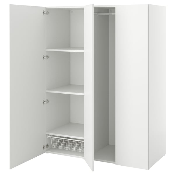 PLATSA wardrobe with 3 doors, white/Fonnes white, 140x57x181 cm